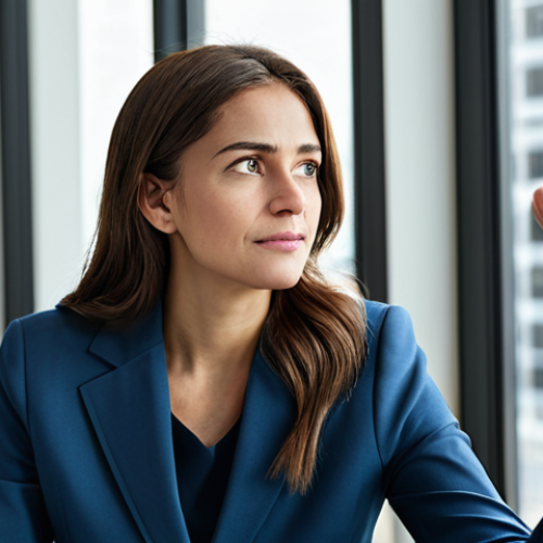 A professional individual, fully clothed in a modest business suit, actively listening with an open, natural pose to another professional in a modern, well-lit office setting. The scene captures subtle non-verbal cues and a sense of deep, empathetic understanding between the two, with clear eye contact and focused expressions. Appropriate attire, safe for work, perfect anatomy, correct proportions, well-formed hands, proper finger count, natural body proportions, professional photography, high quality, appropriate content, family-friendly.